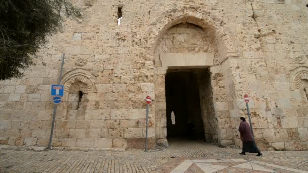 Zionstor in der Altstadt von Jerusalem — Stockvideo