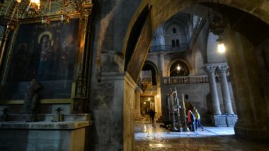 Kudüs'ün kutsal Sepulchre Kilisesi'nin iç görünüm