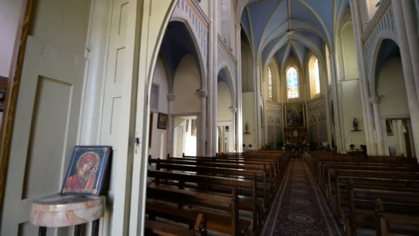 Beit Jala Israel Diciembre 2016 Interior Iglesia Latina Anunciación Beit — Vídeos de Stock