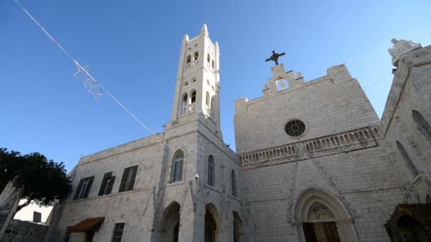 Exterior Anunciación Iglesia Latina Beit Jala Israel — Vídeo de stock