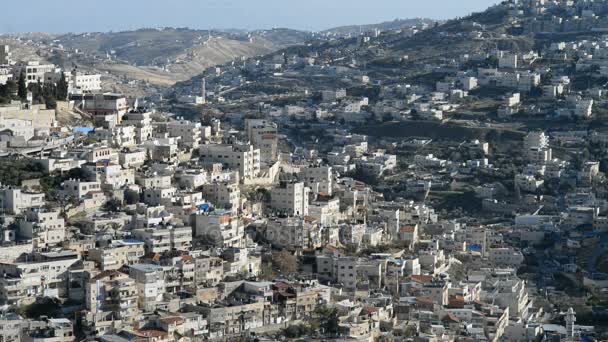 Vista del pueblo de Siloé desde la colina opuesta — Vídeos de Stock