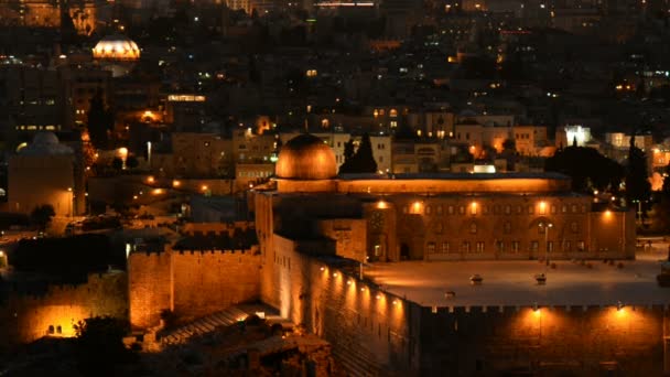 Dóm skály pohledu od Olivové hoře v Jeruzalémě — Stock video