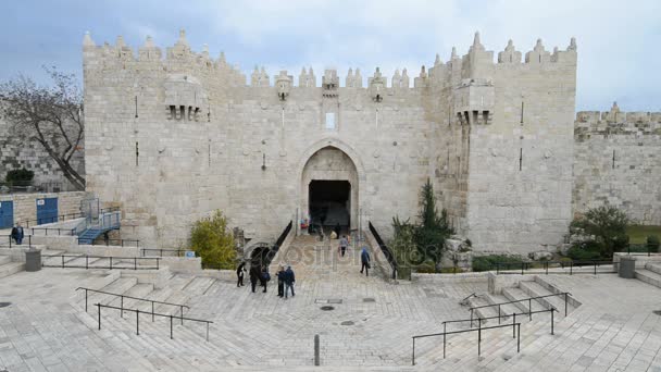 エルサレムのダマスカス門の一般的なビュー — ストック動画