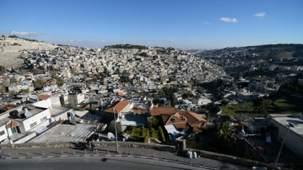 Vista del pueblo de Siloé desde la colina opuesta — Vídeos de Stock