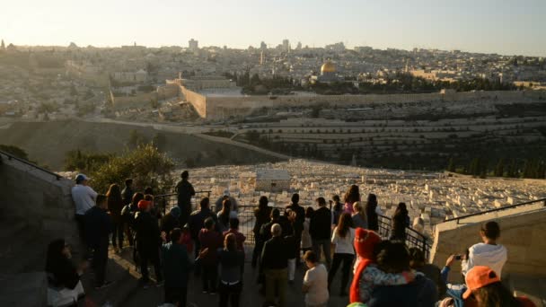 Turistas comemorando a chegada a Jerusalém — Vídeo de Stock