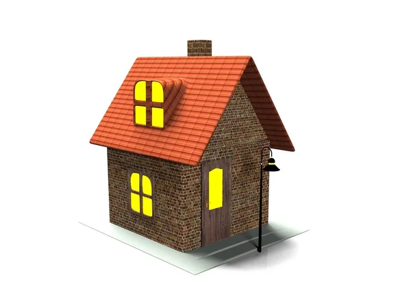 Modelo casa isolada no fundo branco 3d render — Fotografia de Stock