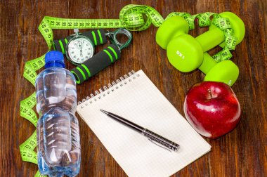 Egzersiz ve fitness diyet alanı günlüğü kopyalayın. Sağlıklı yaşam tarzı
