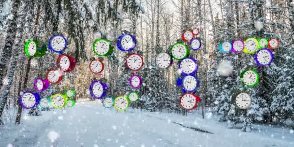 4k , Falling snow in the winter forest, CINEMAGRAPH — Stock Video