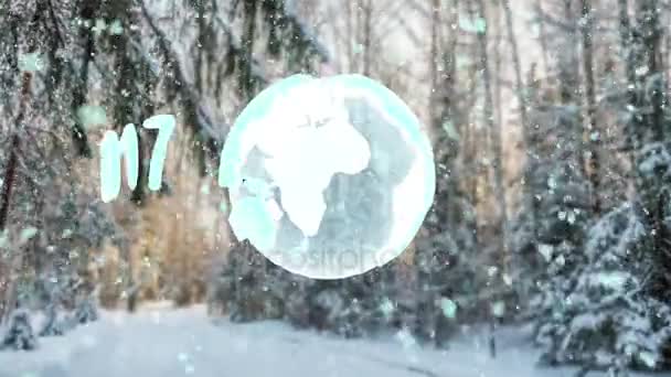 Cinemagraph, 1080p, dalende sneeuw in de winter bos, lus — Stockvideo
