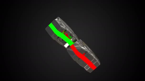 Duas engrenagens com elementos leves, vídeo loop em 3.11 segundos, com canais alfa — Vídeo de Stock