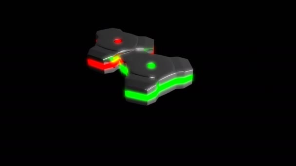 Duas engrenagens com elementos leves, vídeo loop em 3.11 segundos, com canais alfa — Vídeo de Stock
