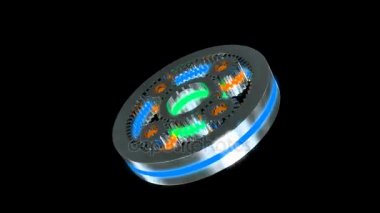 gezegensel dişli 3,11 saniye sonra alfa kanalları ile video bir döngü ile dört Uydu hoparlör,