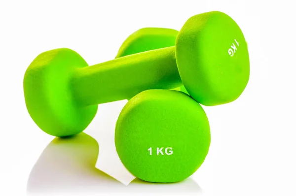 Two dumbbells on a white background — Stock Photo, Image