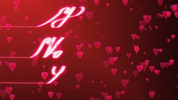 "Happy Valentines Day "de inscriptie" Happy Valentines Day "geschreven gloeiende lint met alfakanalen — Stockvideo