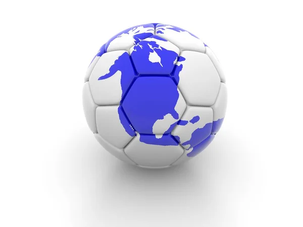 Soccer ball with the image of parts of the world 3d render — Stock Photo, Image