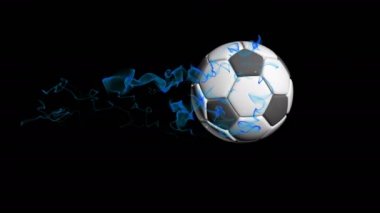 Futbol topu siyah bir arka plan video döngü, alfa kanalı ile döner