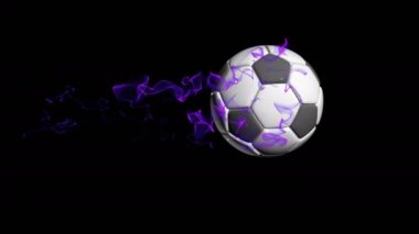 Futbol topu siyah bir arka plan video döngü, alfa kanalı ile döner