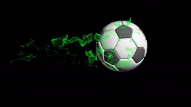 Futbol topu siyah bir arka plan video döngü, alfa kanalı ile döner