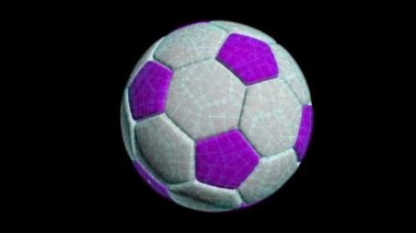 Futbol topu siyah bir arka plan video döngü, alfa kanalı ile döner