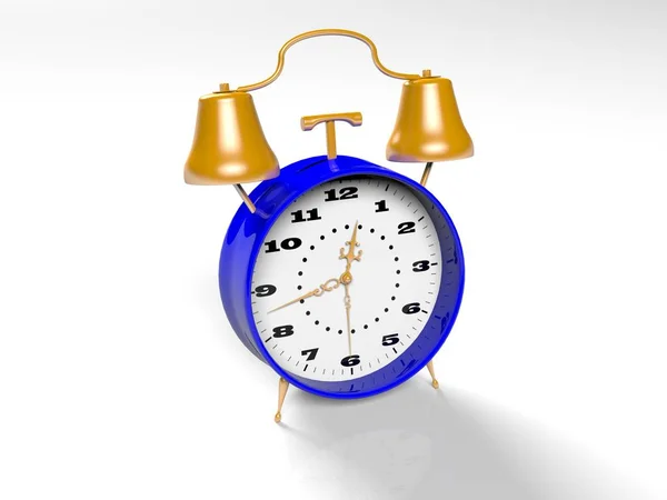 Relógio de alarme no fundo branco renderização 3d — Fotografia de Stock