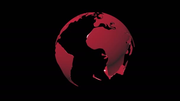 План вращающейся планеты Земля на черном фоне с включенным альфа-каналом — стоковое видео
