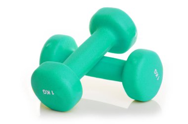 fitness dumbell üzerinde beyaz izole