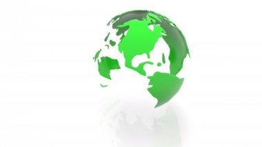 Planet Earth beyaz bir arka plan üzerinde kıtaların dönen modeli