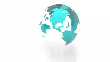 Planet Earth beyaz bir arka plan üzerinde kıtaların dönen modeli