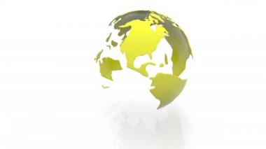 Planet Earth beyaz bir arka plan üzerinde kıtaların dönen modeli