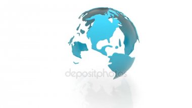 Planet Earth beyaz bir arka plan üzerinde kıtaların dönen modeli