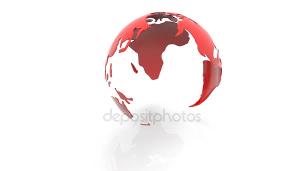 Modelo rotativo dos continentes do planeta Terra sobre um fundo branco, canal alfa — Vídeo de Stock