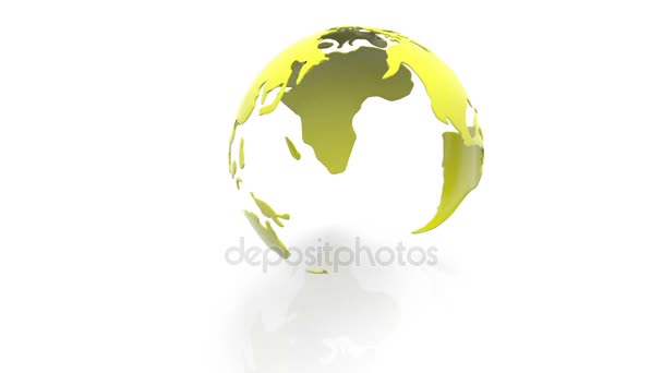 Вращающаяся модель континентов планеты Земля на белом фоне, альфа-канал — стоковое видео