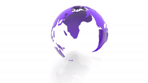 Modelo giratorio de los continentes del planeta tierra sobre un fondo blanco, canal alfa — Vídeos de Stock