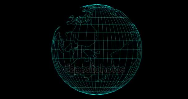 大洲的行星地球，alpha 通道旋转模型 — 图库视频影像