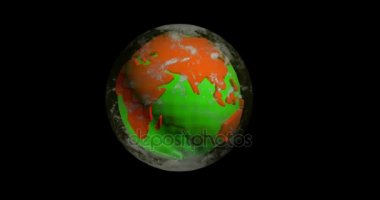 Dünya gezegeni, alfa kanalı kıtaların dönen modeli