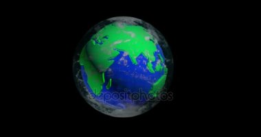 Dünya gezegeni, alfa kanalı kıtaların dönen modeli