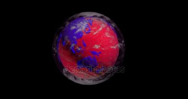 Dünya gezegeni, alfa kanalı kıtaların dönen modeli