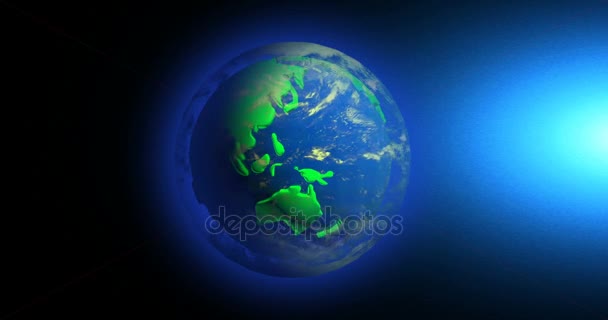 Dünya gezegeni, alfa kanalı kıtaların dönen modeli — Stok video