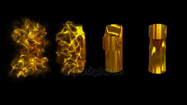 Gold rotating numbers 2017, on a black background, video loop — Stock Video