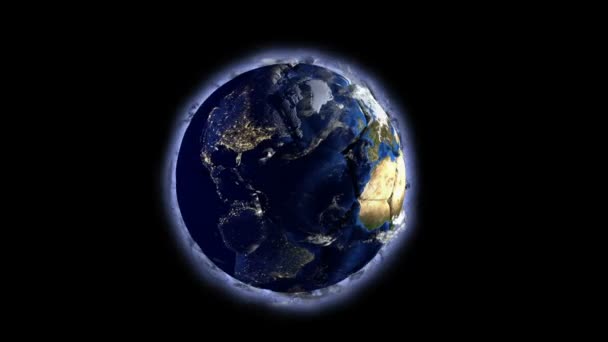 Planeta Tierra en forma de bola en el espacio, mapas y texturas proporcionados por la NASA, video bucle — Vídeo de stock