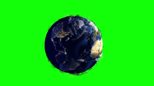 Планета Земля в виде шара в космосе, карты и текстуры, предоставленные НАСА, видео петля hromakey — стоковое видео