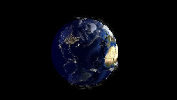 Планета Земля в виде шара в космосе, карты и текстуры предоставлены НАСА, видео — стоковое видео