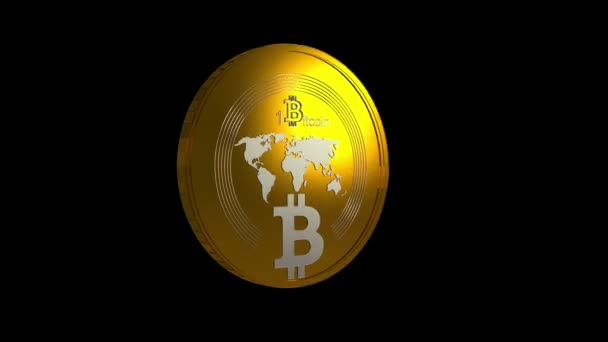 Bitcoin rotante su uno sfondo verde, senza soluzione di continuità loop animazione 3d — Video Stock