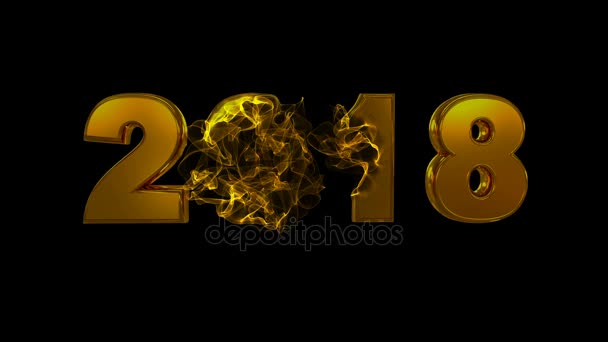 Gold rotating numbers 2018, hromakey, video loop — Stock Video