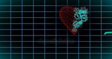 EKG monitör. Mavi EKG monitör sağlıklı kalp atışı gösterir. Sorunsuz döngü