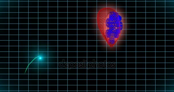 ЭКГ монитор. Синяя ЭКГ показывает здоровое сердцебиение. Бесшовный цикл — стоковое видео