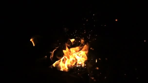 Fire on a black background, slow motion video, slow motion, duplication on chromakey — Stock Video