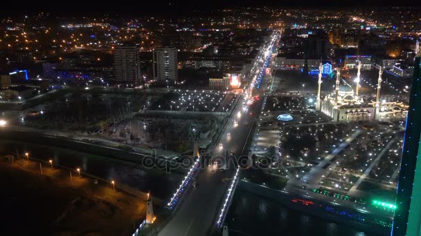 Bir görünümünü Akhmad Kadırov, Grozny city, Rusya Federasyonu Çeçen Cumhuriyeti başkenti Camii, — Stok video