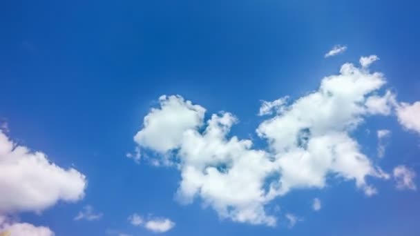 Flugzeug fliegt durch sonnigen Tag blauen Himmel. — Stockvideo