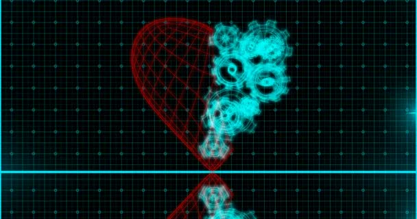 Monitor de ECG. O monitor ECG azul mostra batimentos cardíacos saudáveis. loop sem costura — Vídeo de Stock